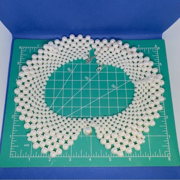 Detachable Blouse Fake Collar Faux Pearl Beaded necklace New 0228 - Picture 5 of 8